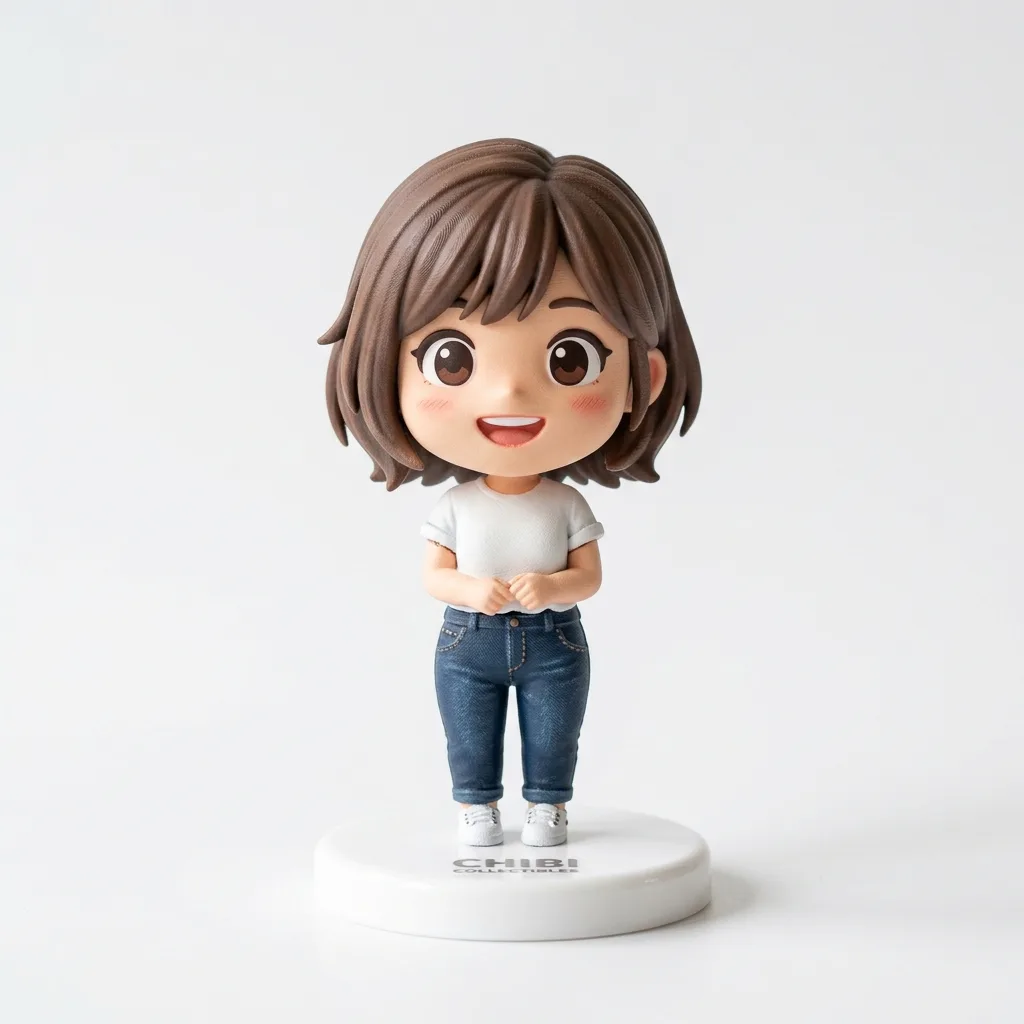 デフォルメ人物フィギュアのイメージ：ちびキャラスタイルの女性フィギュア